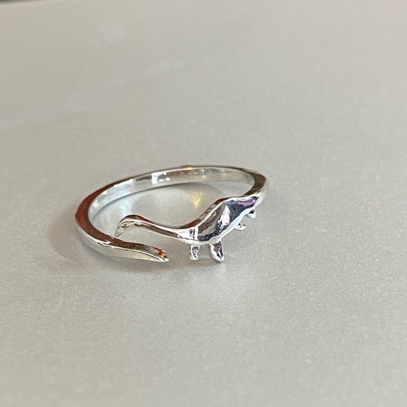 Silver Plesiosaur Dinosaur Chunky Open Ring for Women girls - Picture 6 of 8